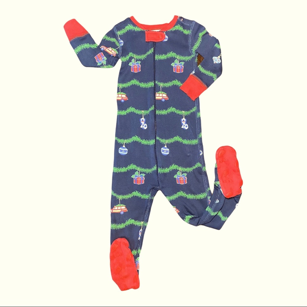 Beaufort & Bonnet “Deck the Halls” FOOTED zip pajama with monogram